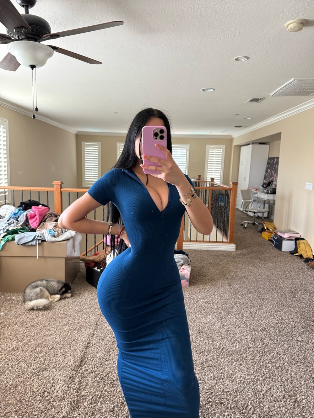 Blue Dress and black see through dress